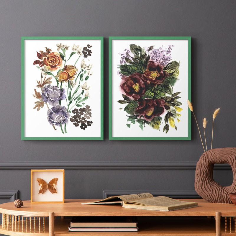 «Garden Bouquets I», reproduction encadrée de qualité supérieure - prête à être accrochée - aucun clou requis - aucun clou requis