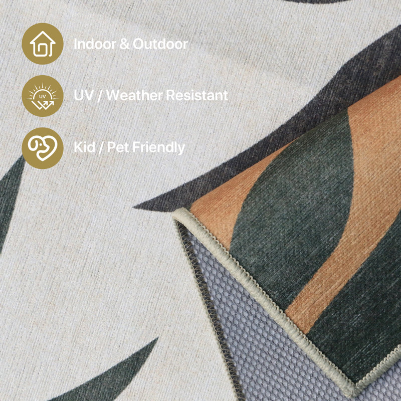 Botanical Abstract Organic Low-Pile Chenille Indoor/Outdoor Area Rug, Rectangle 3' x 5'