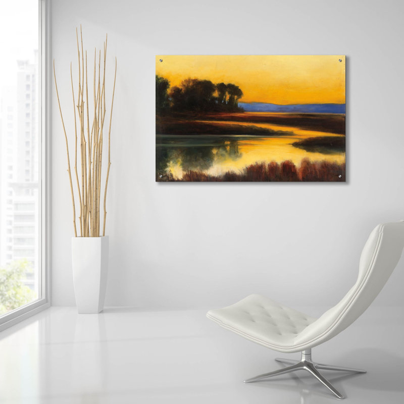 «Yellow Twilight C» par Julia Purinton, art mural en verre acrylique, H 24 po x l 36 po x P 0,2 po