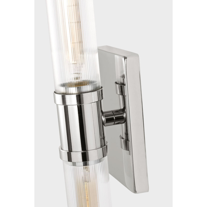 Keaton Two Light Vanity, Clear Fluted, Chrome, 30" H x 5" W x 3.63" D