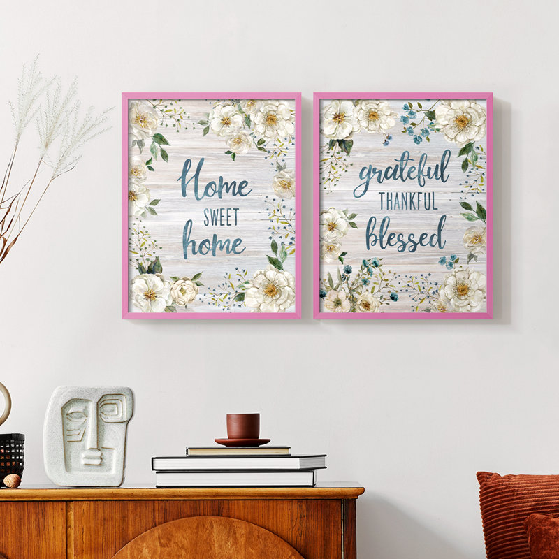 Impression florale française I-Premium - prête à être accrochée - aucun clou requis - aucun clou requis, Rose