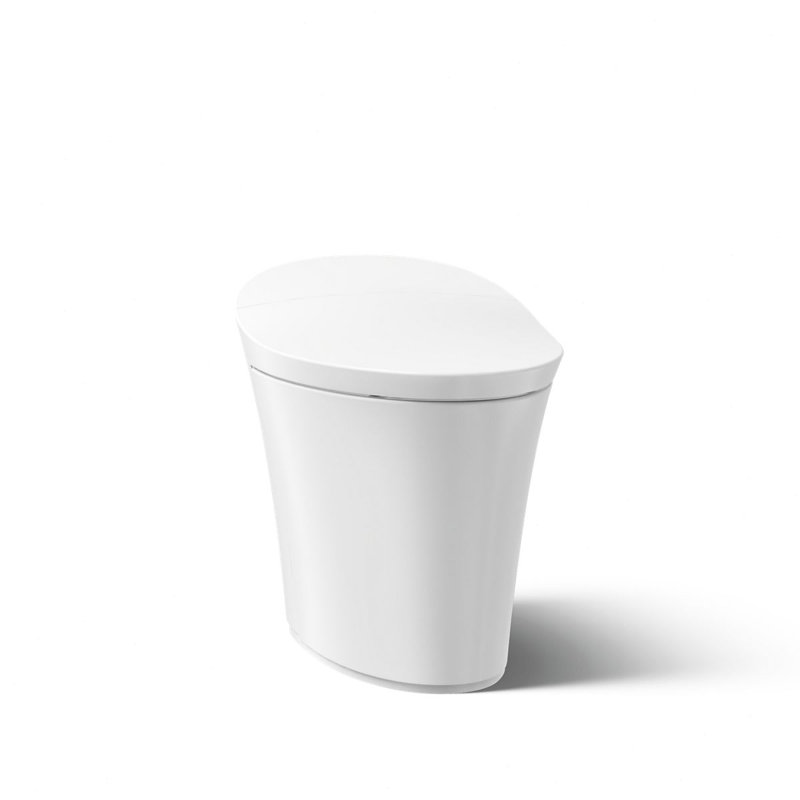 Veil Comfort Height Intelligent Skirted One-Piece Elongated Dual-Flush Toilet, White