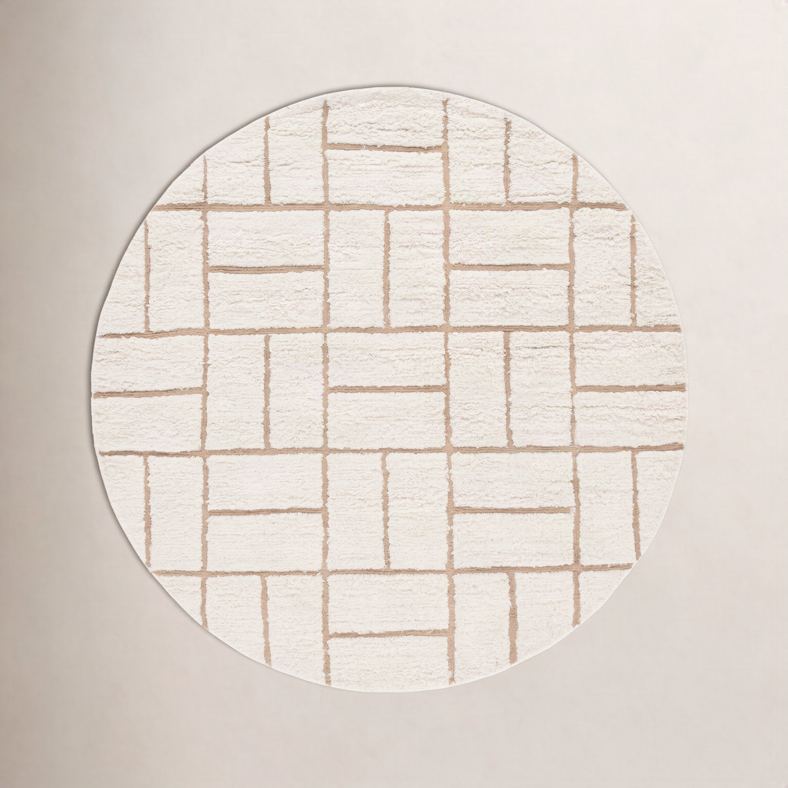 Volla Hand-Woven Striped Wool Rug, Round 6'