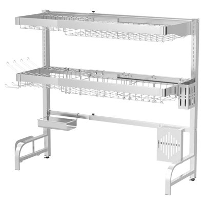 3 Tier Expandable Stainless Steel Over The Sink Dish Drainer: Maximize Space with Rust Proof Durability
