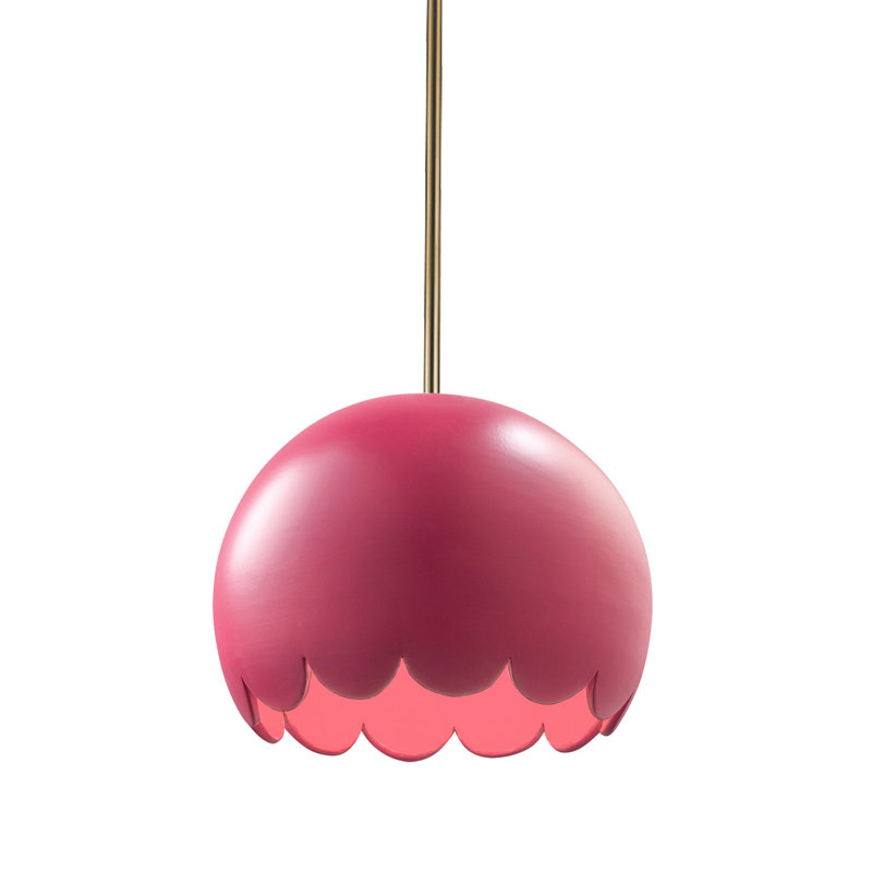 Luminaire suspendu 1 lumière DEL Glora, Laiton antique, Cerise