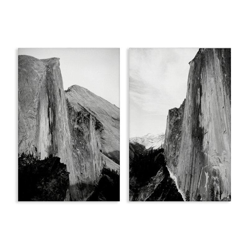Ensemble de 2 toiles monochromes sur les falaises de Yosemite, design par Gemma Bardot, H 24 po x l 16 po