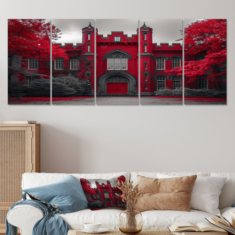 Monochromes gris et rouge, Université, bâtiment III - Ensemble collégial d'art sur toile, H 28 po x l 60 po