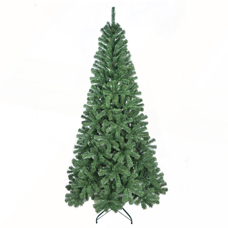 Arbre de Noël artificiel 7 pi avec 774 pointes en PVC, structure à charnières et support en métal - Décoration de Noël verte pour espaces compacts