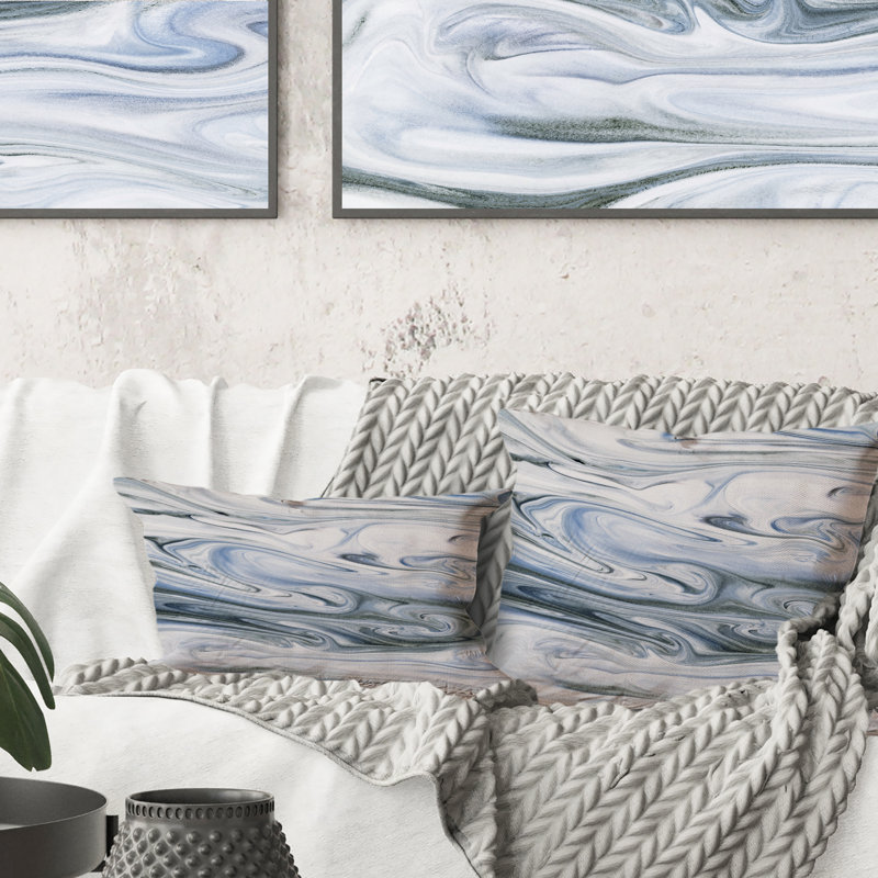 Coussin décoratif en marbre gris, blanc et bleu