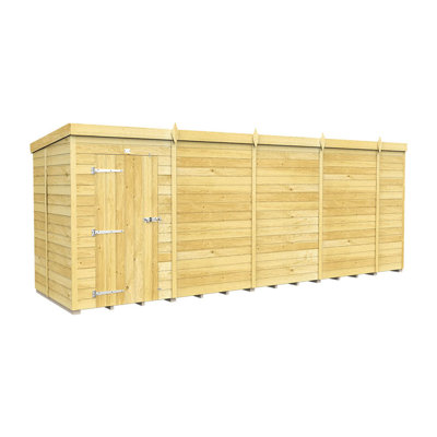 18ft x 5ft Pent Shed - Single Door without Windows