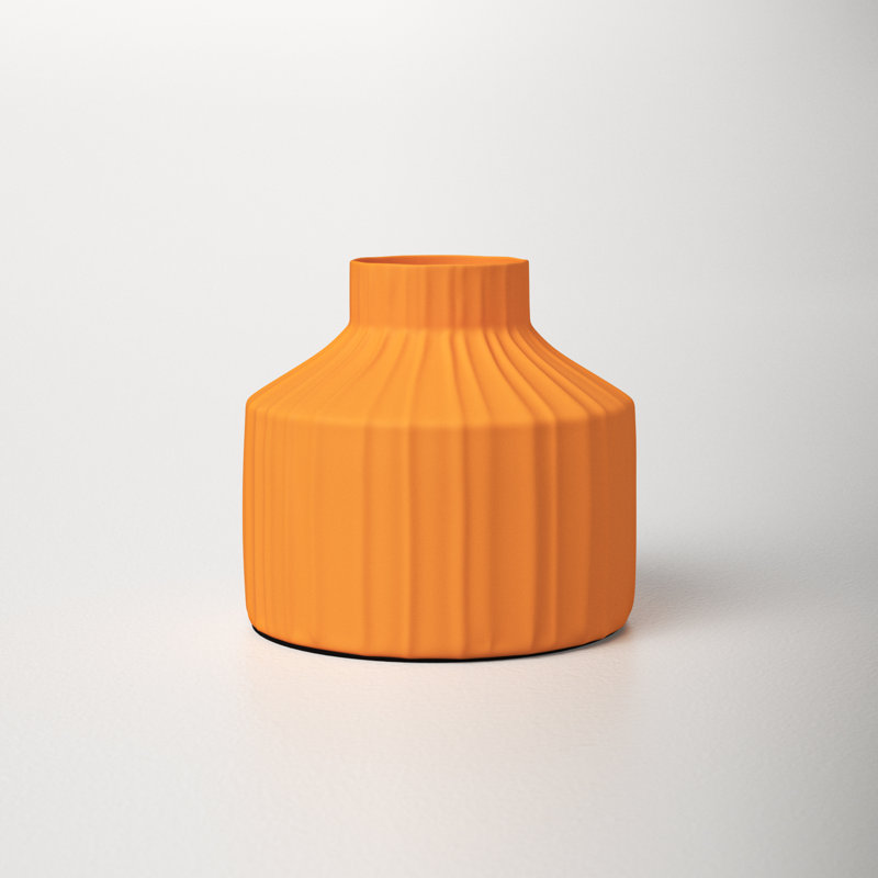 Aviva Handmade Ceramic Table Vase, Yellow, 7.1" H x 7.5" W x 7.5" D