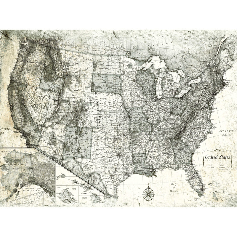 " Old Usa Map 2 ", 12" H x 16" W