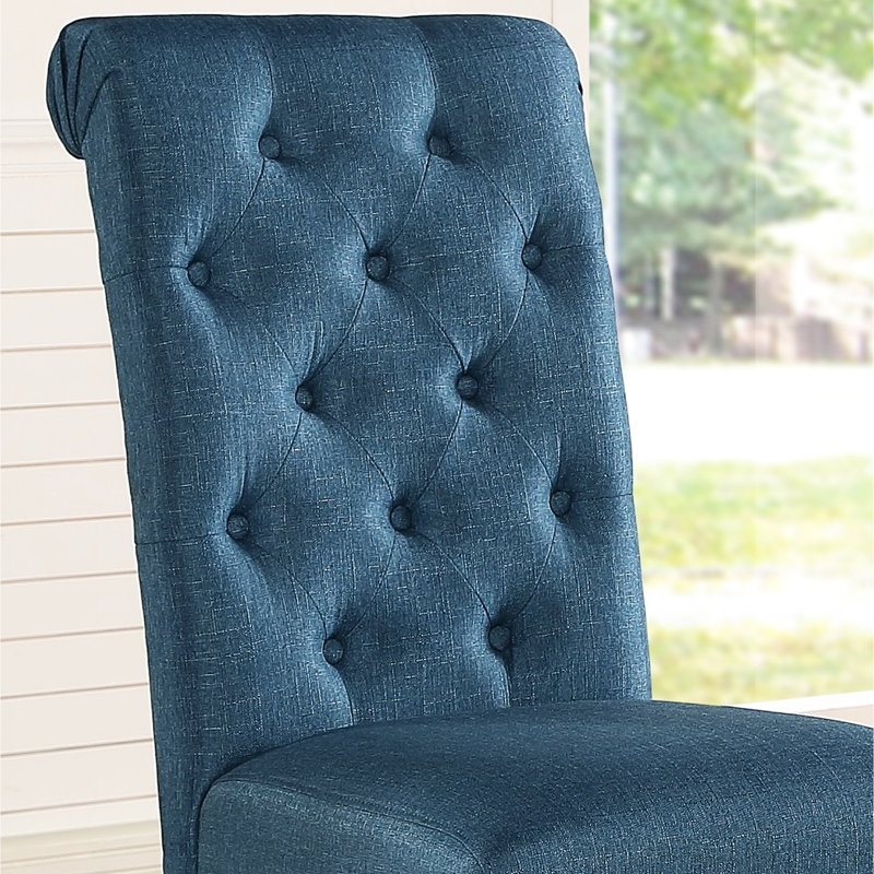 2pcs Solid Wood Chairs - , Armless Design Dining Legs,, Blue