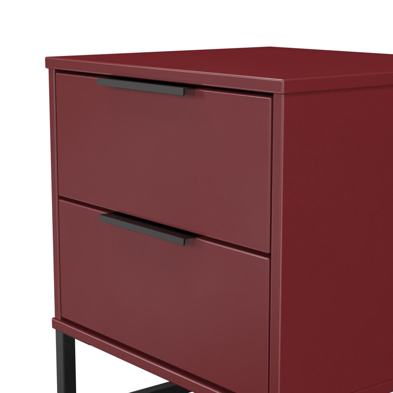 Peacham 45cm W Manufactured Wood Bedside Table, Red