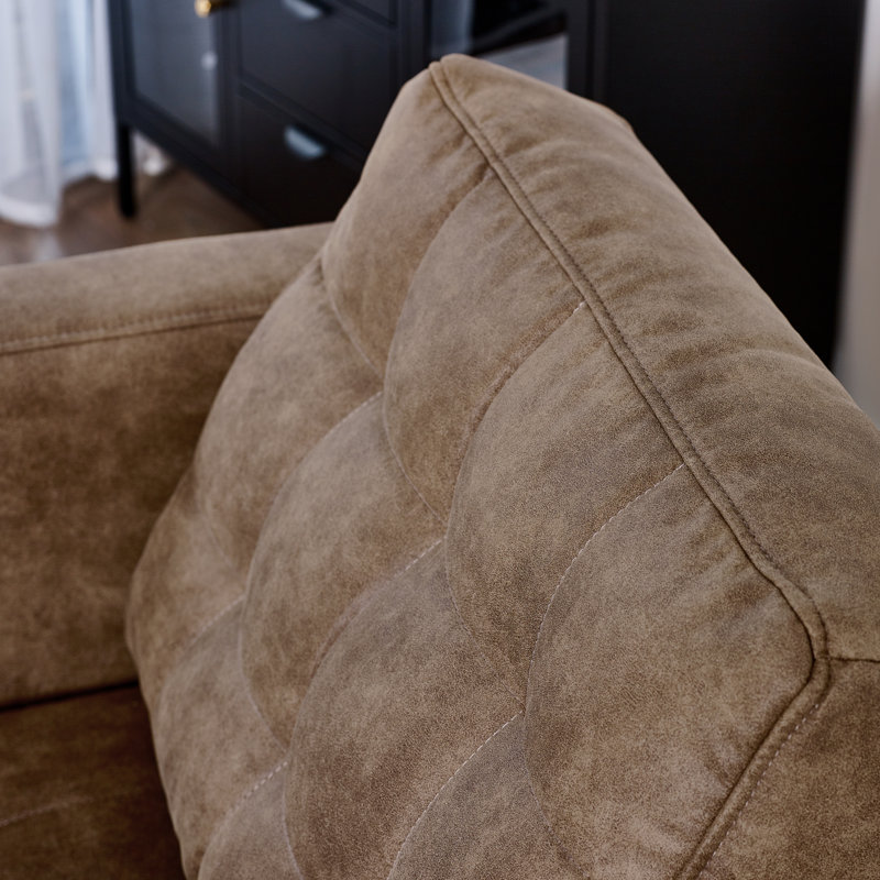 Jodi Faux Leather Armchair - Upholstered Modern Retro Fabric Stylish & Contemporary, Brown
