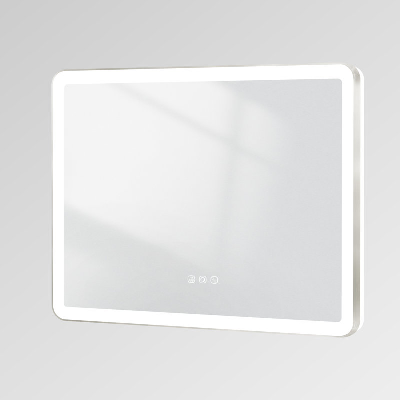 Miroir mural Natalin, 60 po x 40 po, Nickel brossé, Rectangulaire