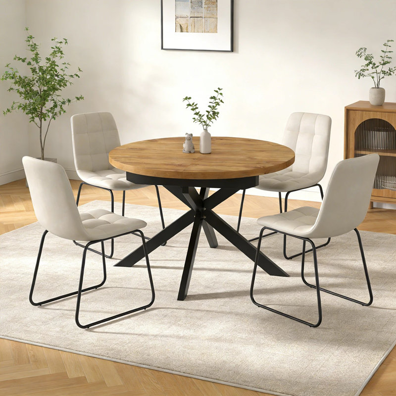 Ensemble de table de salle à manger 43,4 pouces pour 4 personnes , Beige
