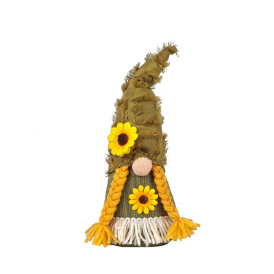 Thanksgiving Gnome Decor. Sunflower Girl Maple Leaf Boy Faceless Dwarf Statue. Vintage Linen Fall Table Centerpiece Ornament For Home Party