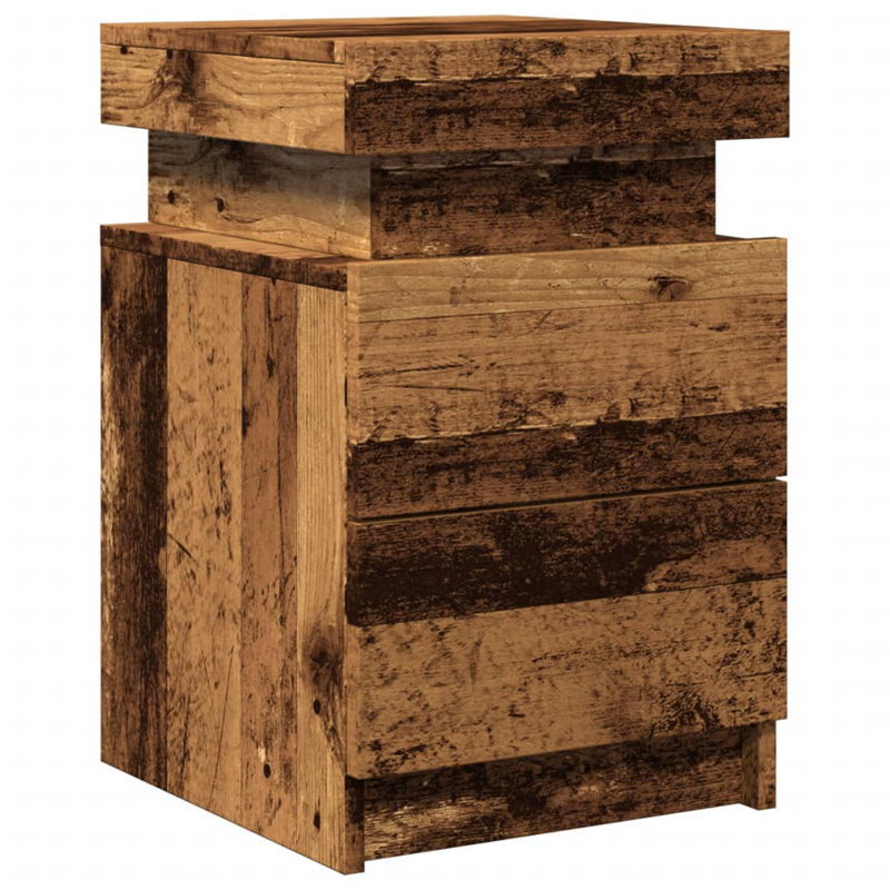Daukarah 35cm W Manufactured Wood Bedside Table, Old Wood