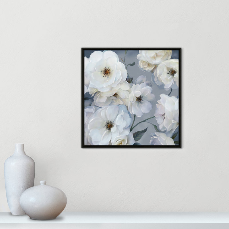 «Timeless Climbing Rose» par Carol Robinson - reproduction sur toile flottante, Espresso, H 25,5 po x l 25,5 po x P 2 po