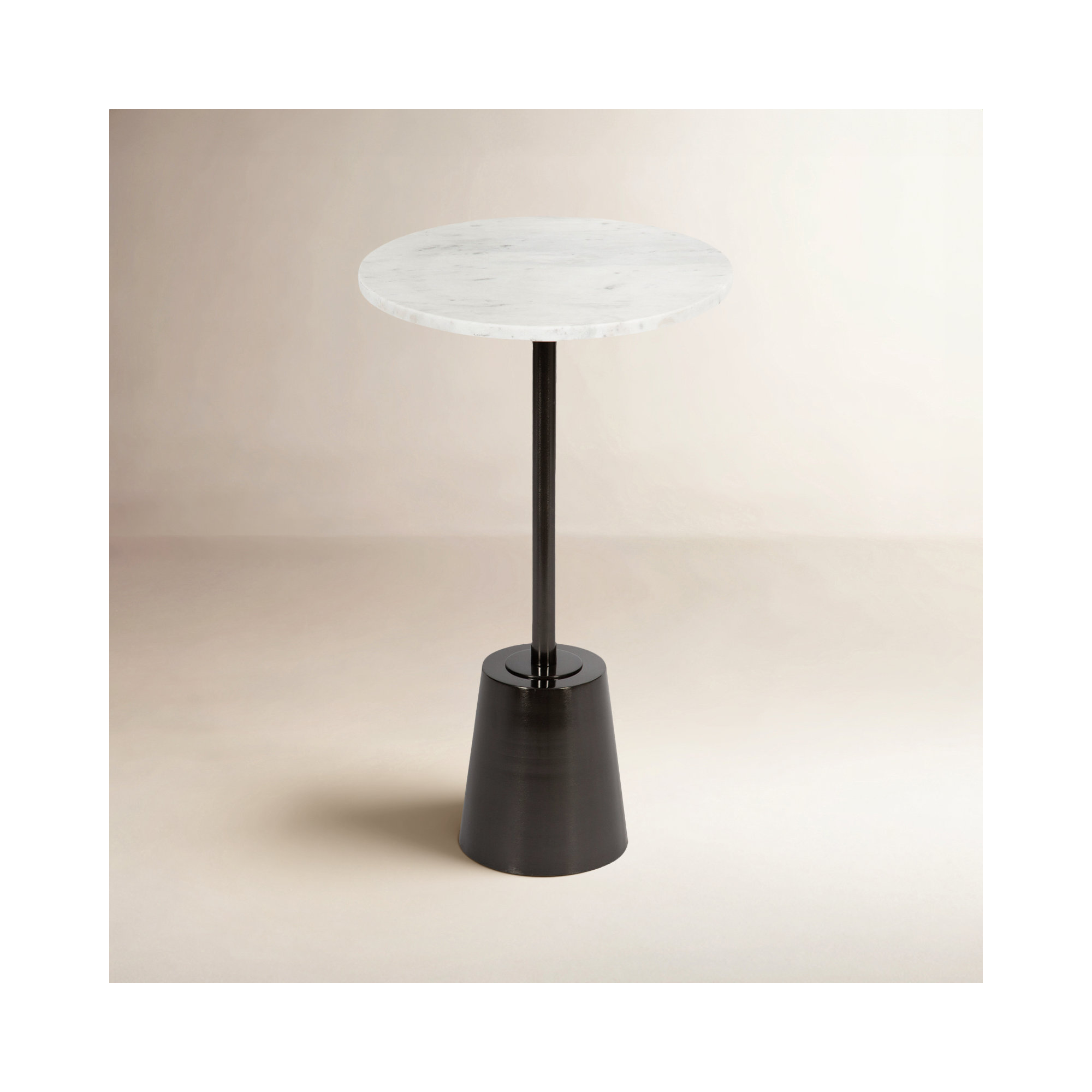 Cemil End Table, 23.25" H x 14" W x 14" D, Pewter, White