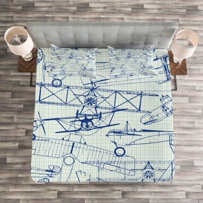 Airplane Bedspread Set with Shams