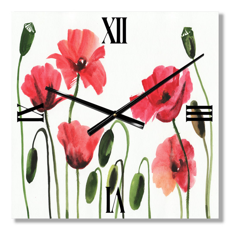 Horloge murale rétro coquelicots en fleurs, Moyen