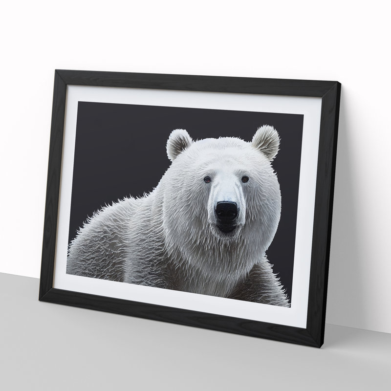 Dynamic Polar Bear - Framed Print, Black, 46cm H x 64cm W x 2cm D
