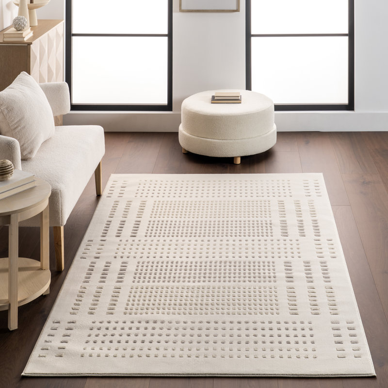 Tapis géométrique lavable à la machine Rowyn, Rond 6 pi