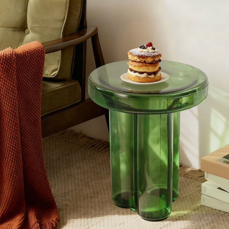 Table d'appoint ronde en verre, Vert