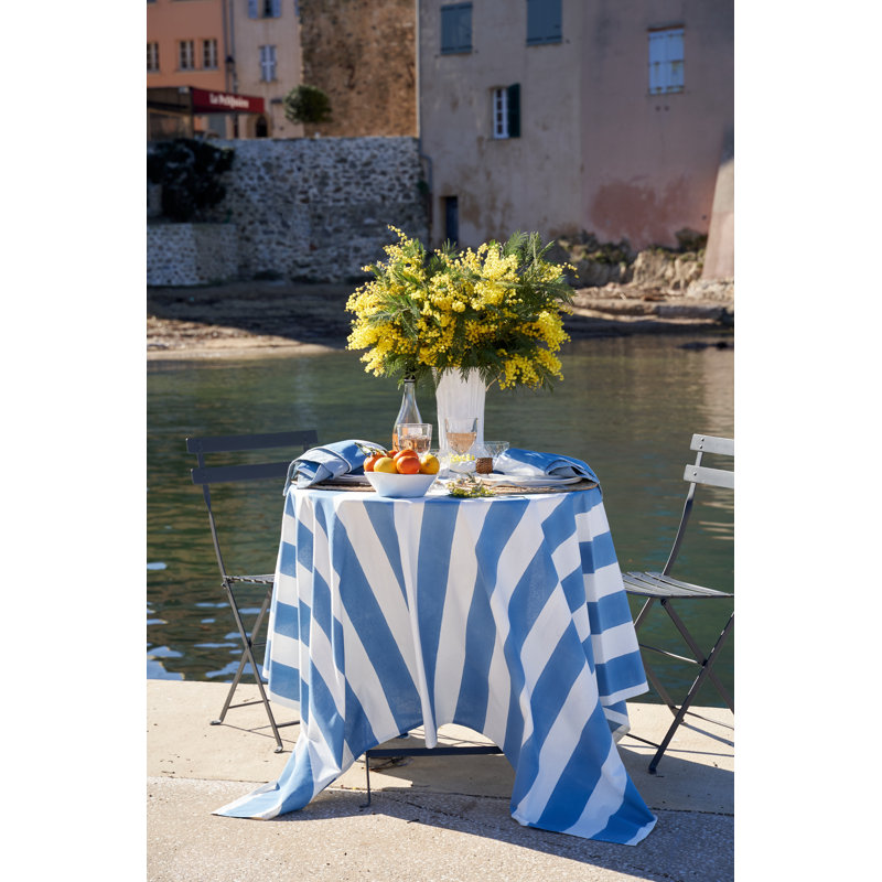 Brezhane Tablecloth - Stripes, Blue, 90" Square