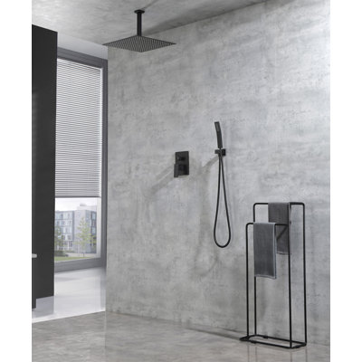 Ensemble de système de douche de plafond avec douche à main et pomme de douche 16 po