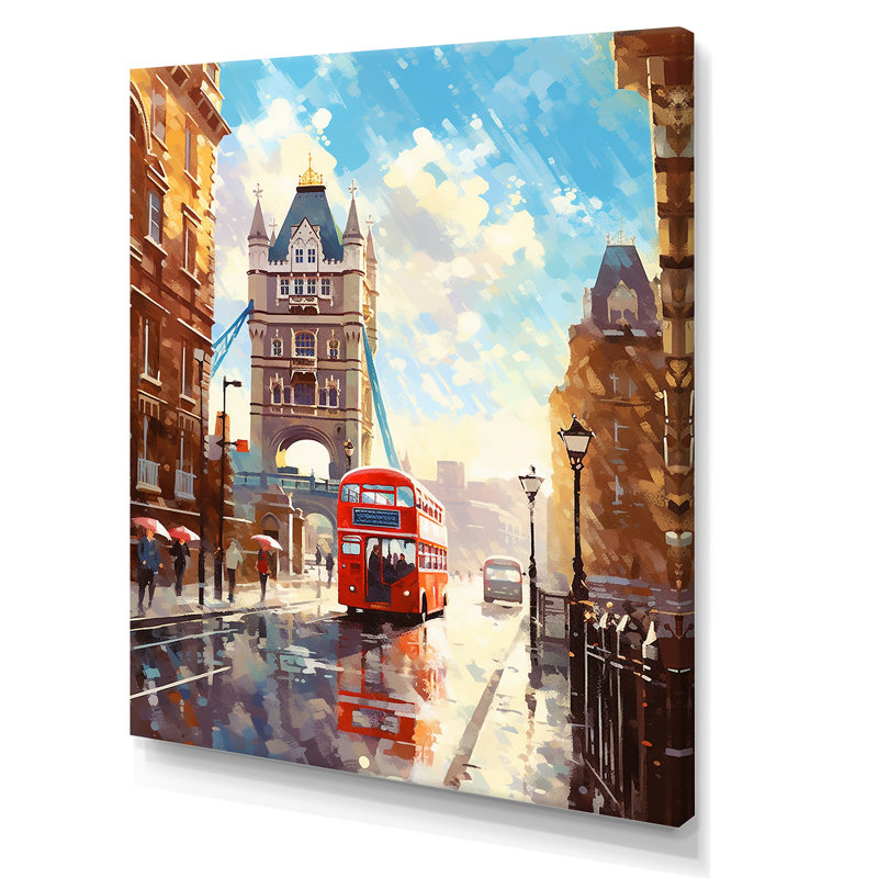 «Vintage London UK Scenery I», reproduction sur toile, Toile tendue, H 20 po x l 12 po x P 1 po