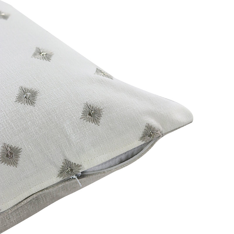 Housse de coussin / housse de coussin en coton brodé avec fermeture à glissière 2 pièces (taille: 18 x 18 pouces), Blanc