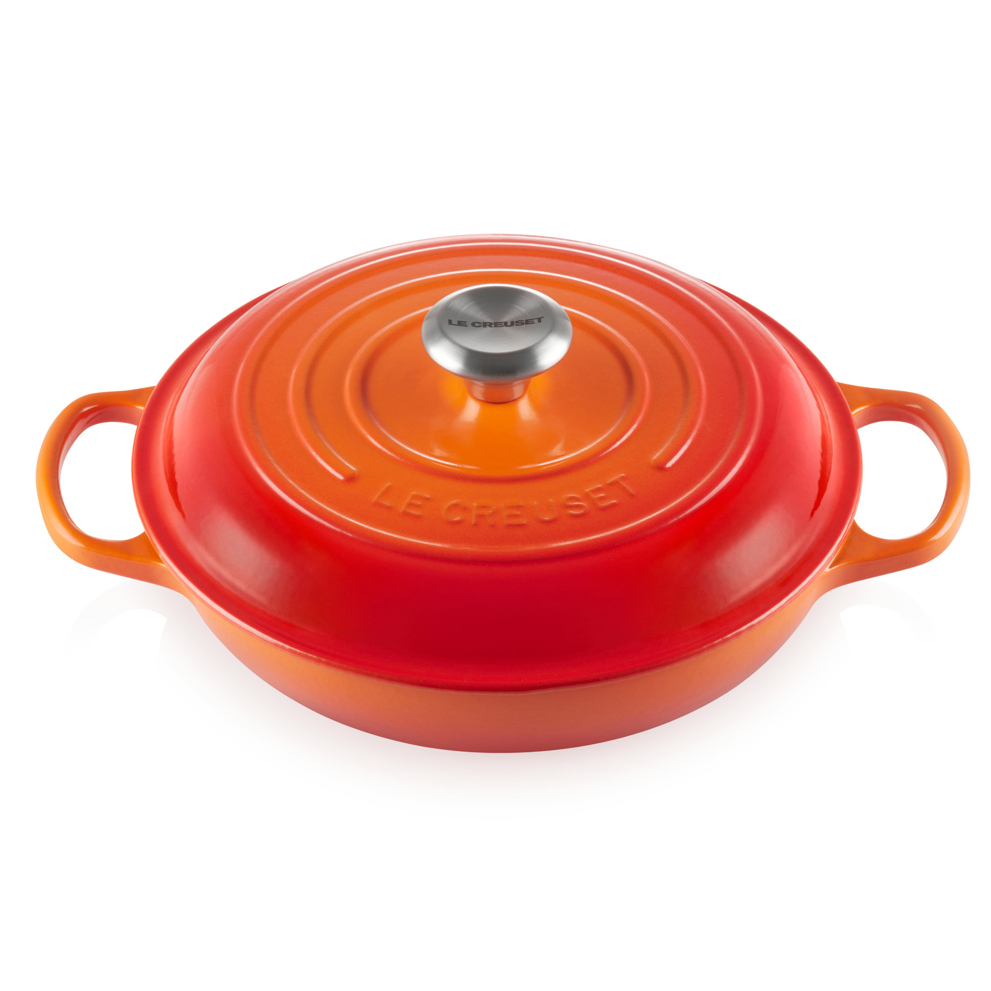Le Creuset Signature Enameled Cast Iron Braiser with Lid, Flame, 3.5 quarts