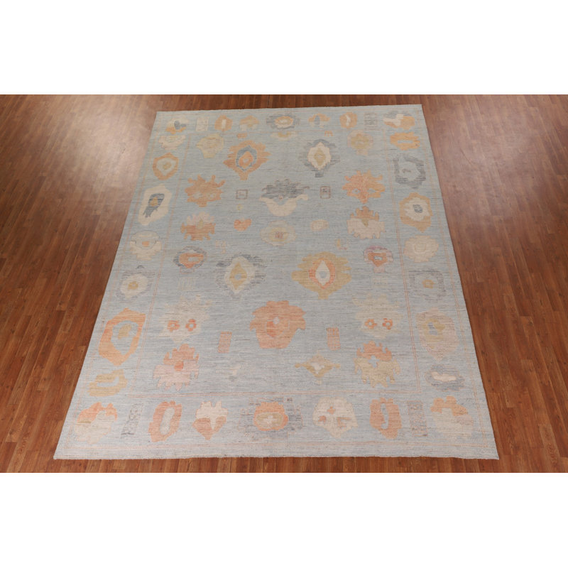 Vegetable Dye Blue Oushak Turkish Area Rug
