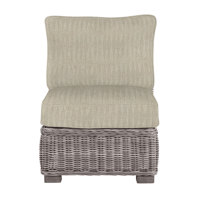Rustic Woven Sectional Slipper Chair, No Welt, Oyster, Herringbone Sand