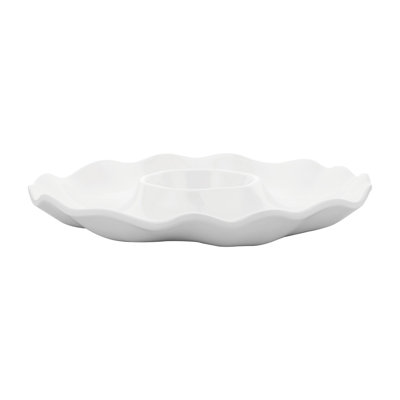 2-Piece White 16" Melamine Chip & Dip