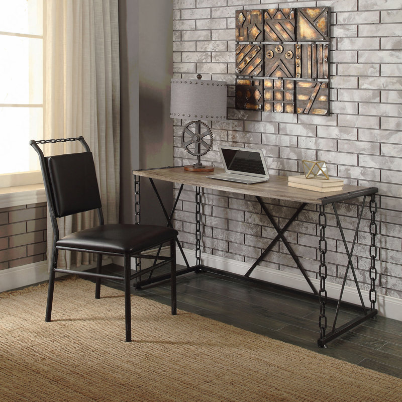 Rectangular Desk, Rustic Oak & Antique Black