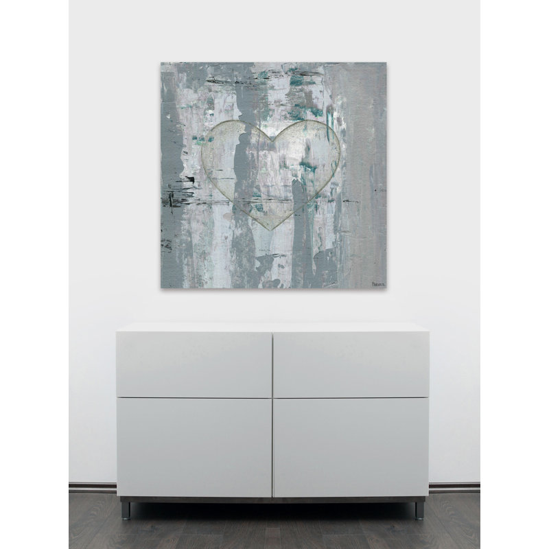 Painted Heart by Parvez Taj - Wrapped Canvas Painting, 45cm H x 45cm W x 3.81cm D