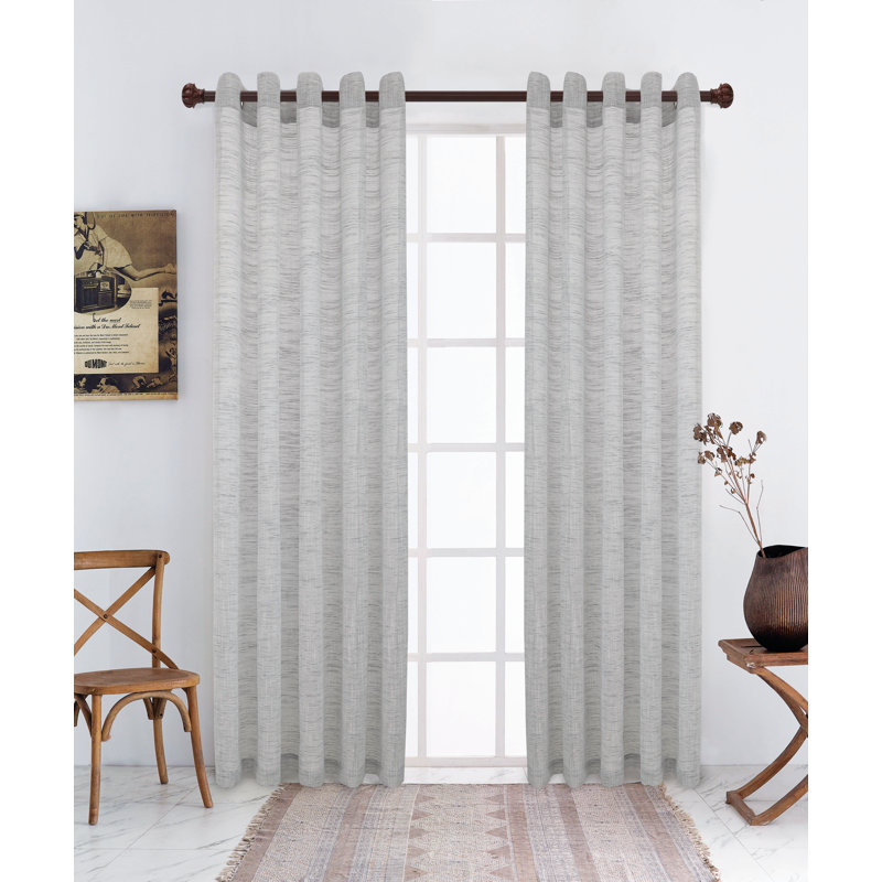 Panneau de rideau simple diaphane de couleur unie avec œillets, L 52 po x L 54 po