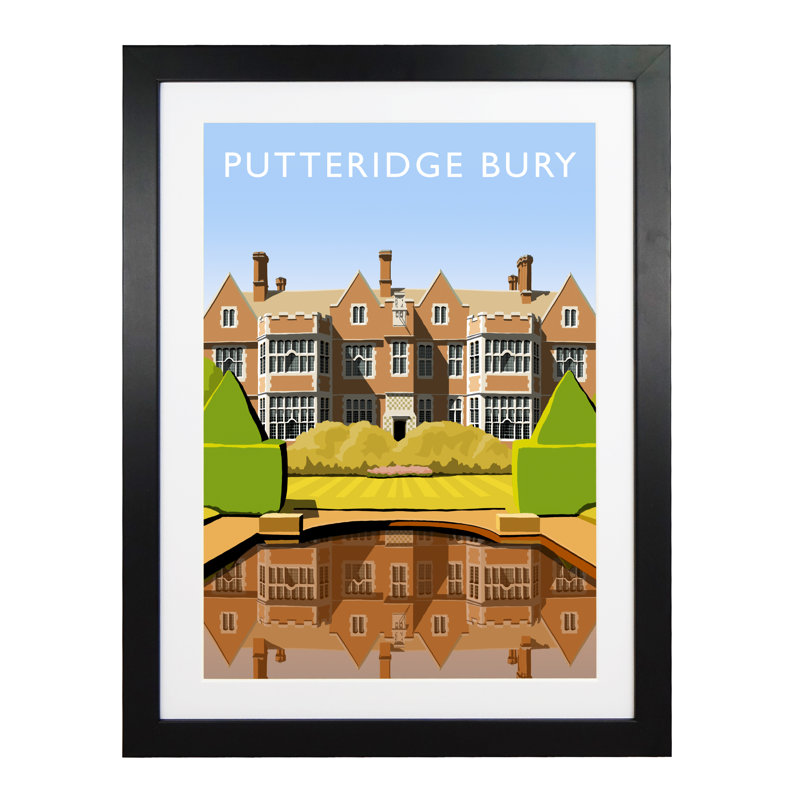 'Putteridge Bury' by Richard O'Neil - Print, Black Wood Frame, 54 cm H x 44 cm W x 2.2 cm D