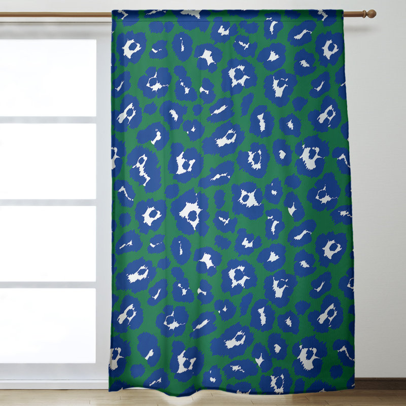 Room Darkening Curtain Single Panel, Green/Blue/White