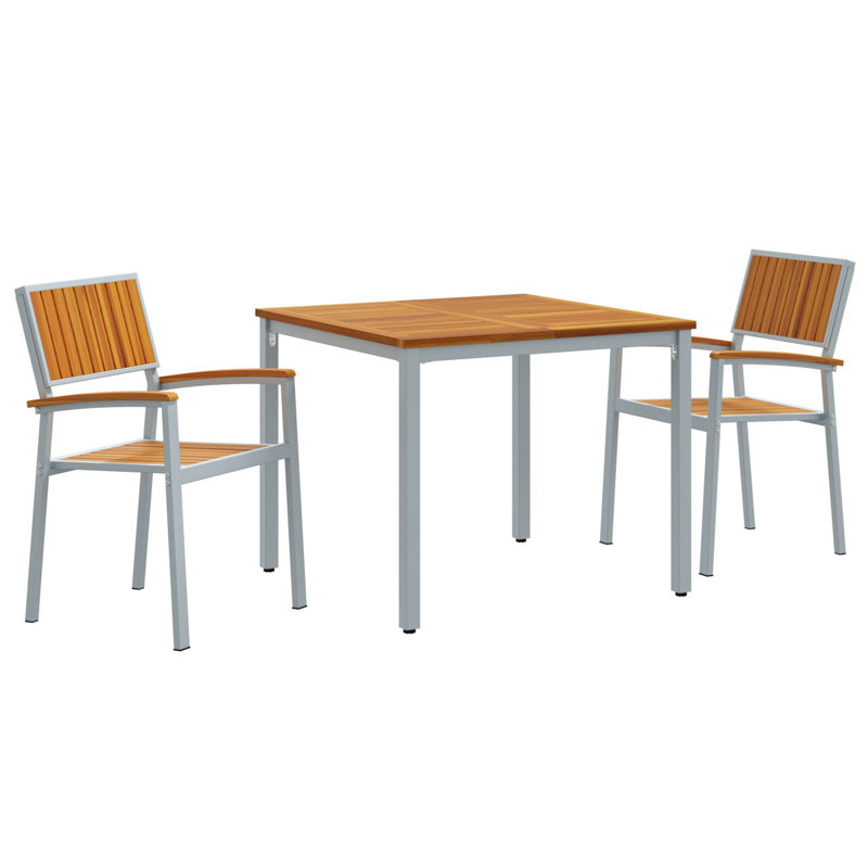 Square 3 - Piece 2 - Person 75Cm L Outdoor Table Set, Grey