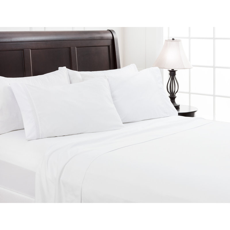 Ultra Soft Microfiber Percale Sheet Set, King Sheet Set with Fitted Sheet, White