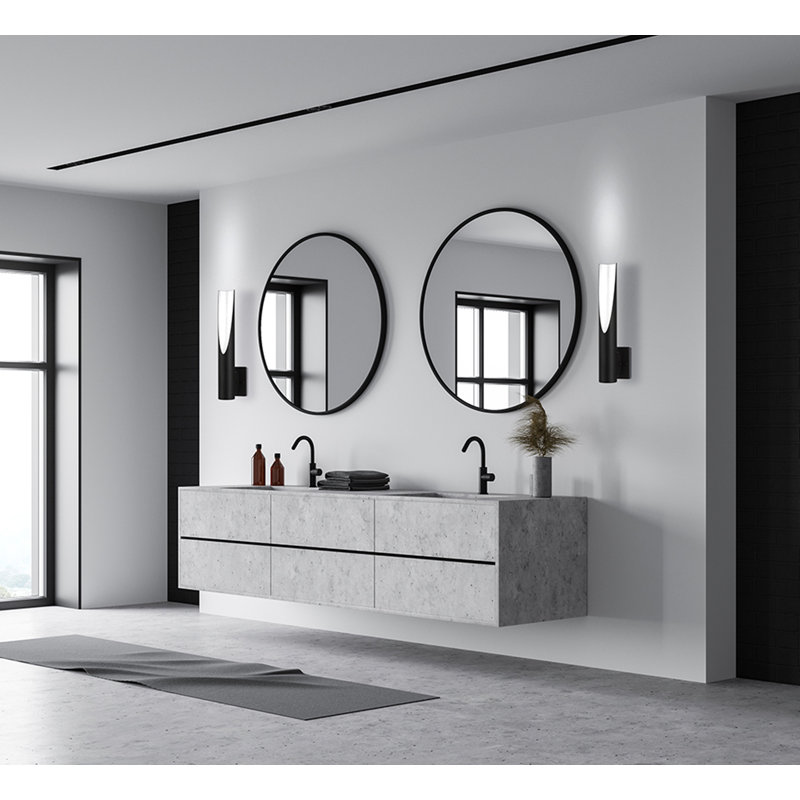 Axis Single Light Steel Dimmable Armed Sconce, Matte Black/ Silver