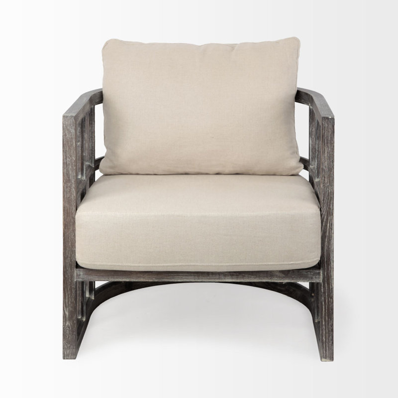 Fauteuil de 29 po de largeur en polyester, Crème, crème