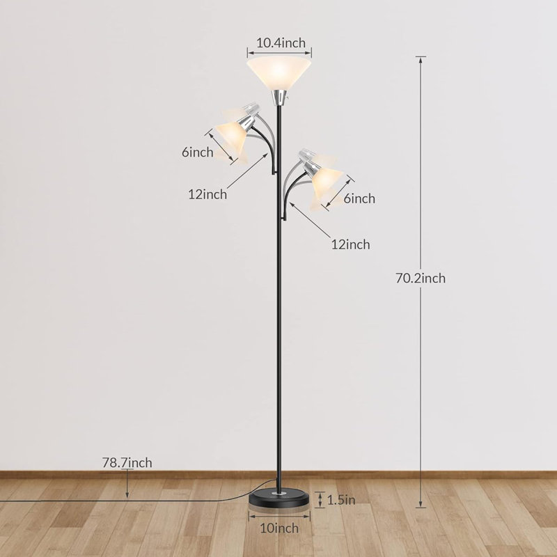 Lampe sur pied avec lampe remplaçable 3000k à économie d'énergie, moderne et lumineuse pour chambre à coucher, salon, bureau