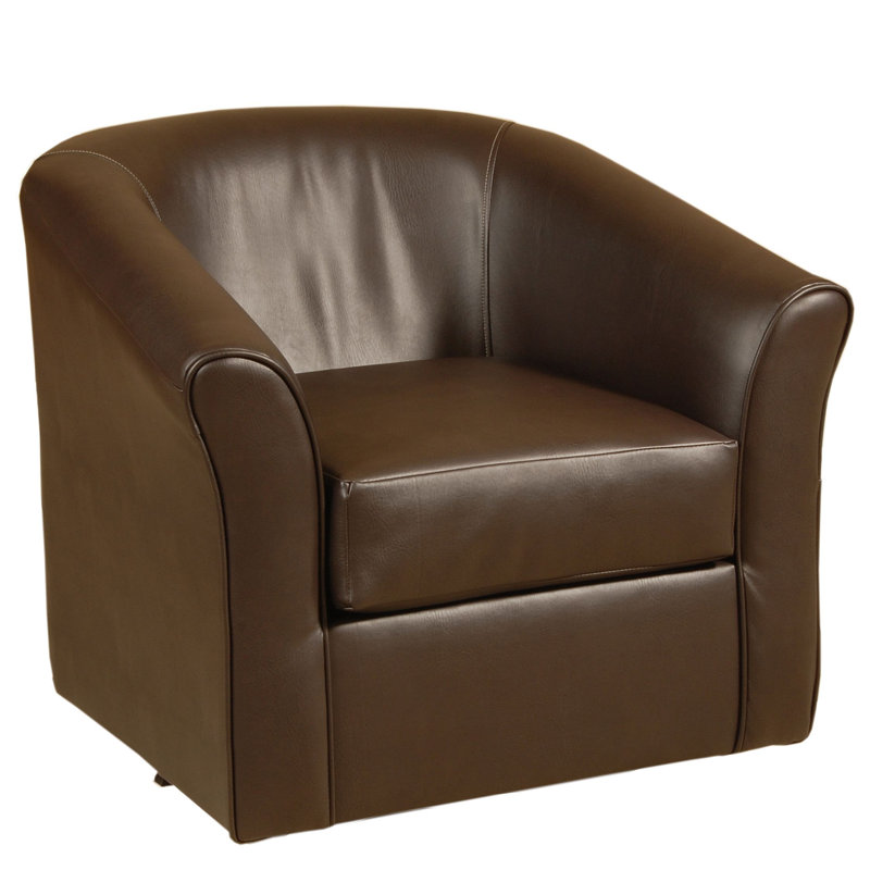 Fauteuil demi-tonneau pivotant en polyester 33 po Shantay, Chocolat Saint-Marin