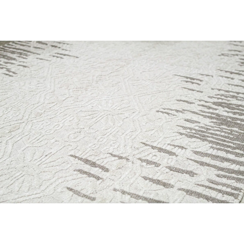 Tapis gris et gris clair de haute qualité noué à la main